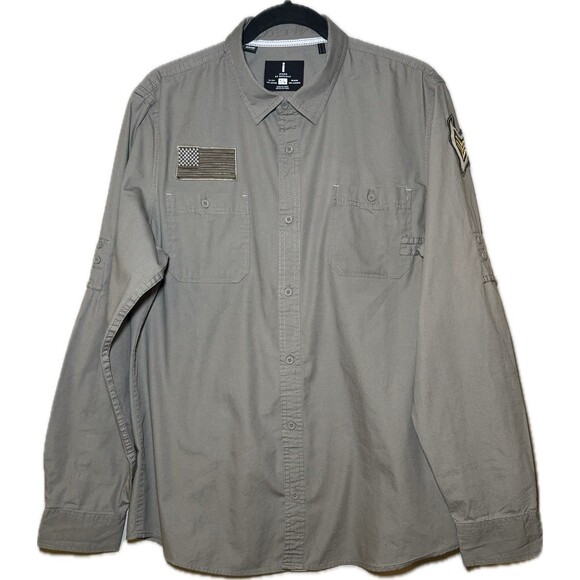 Buffalo David Bitton Other - iJeans by Buffalo Shirt Mens Gray Green Army Button Up Convertible Long Sleeve L